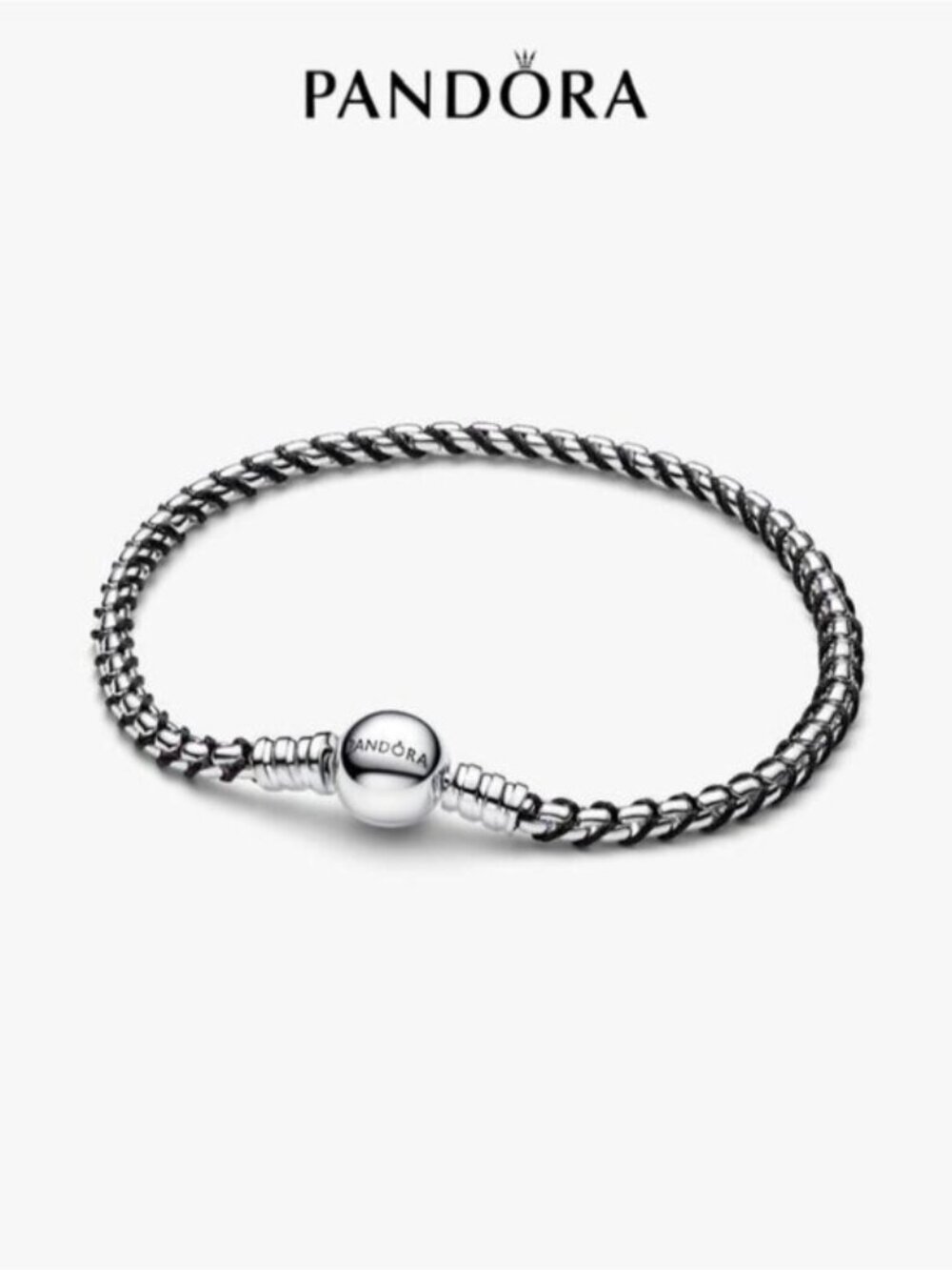 Pandora Black Cord Box Chain Bracelet